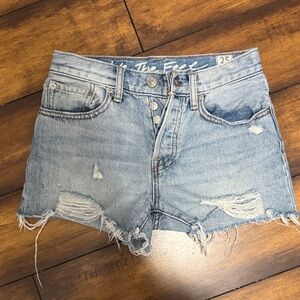 We The Free Light Blue Distressed Jean Shorts